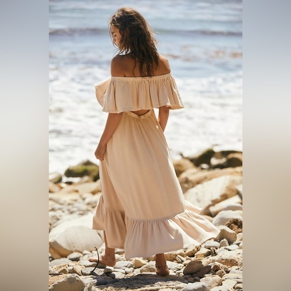 FREE PEOPLE “Lynne Midi” 100% cotton off shoulder women’s  dress Small NWT - Picture 14 of 16